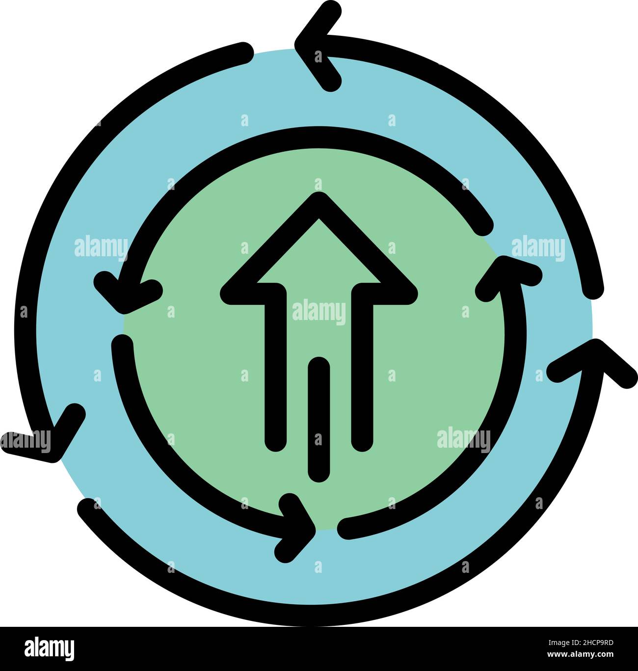 Arrow circle flow icon. Outline arrow circle flow vector icon color ...