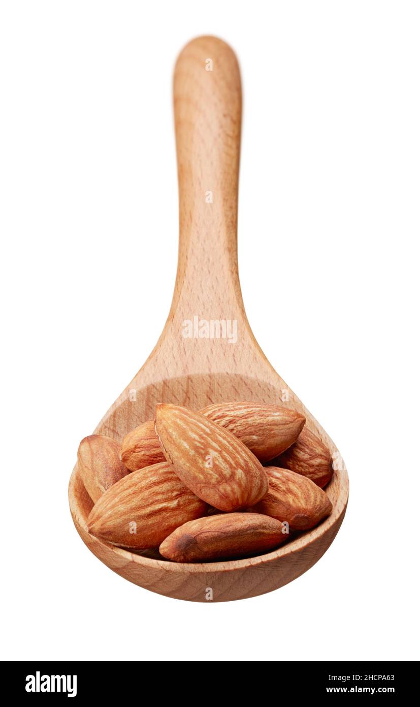 scoop of almond isolated on white background Stock Photo