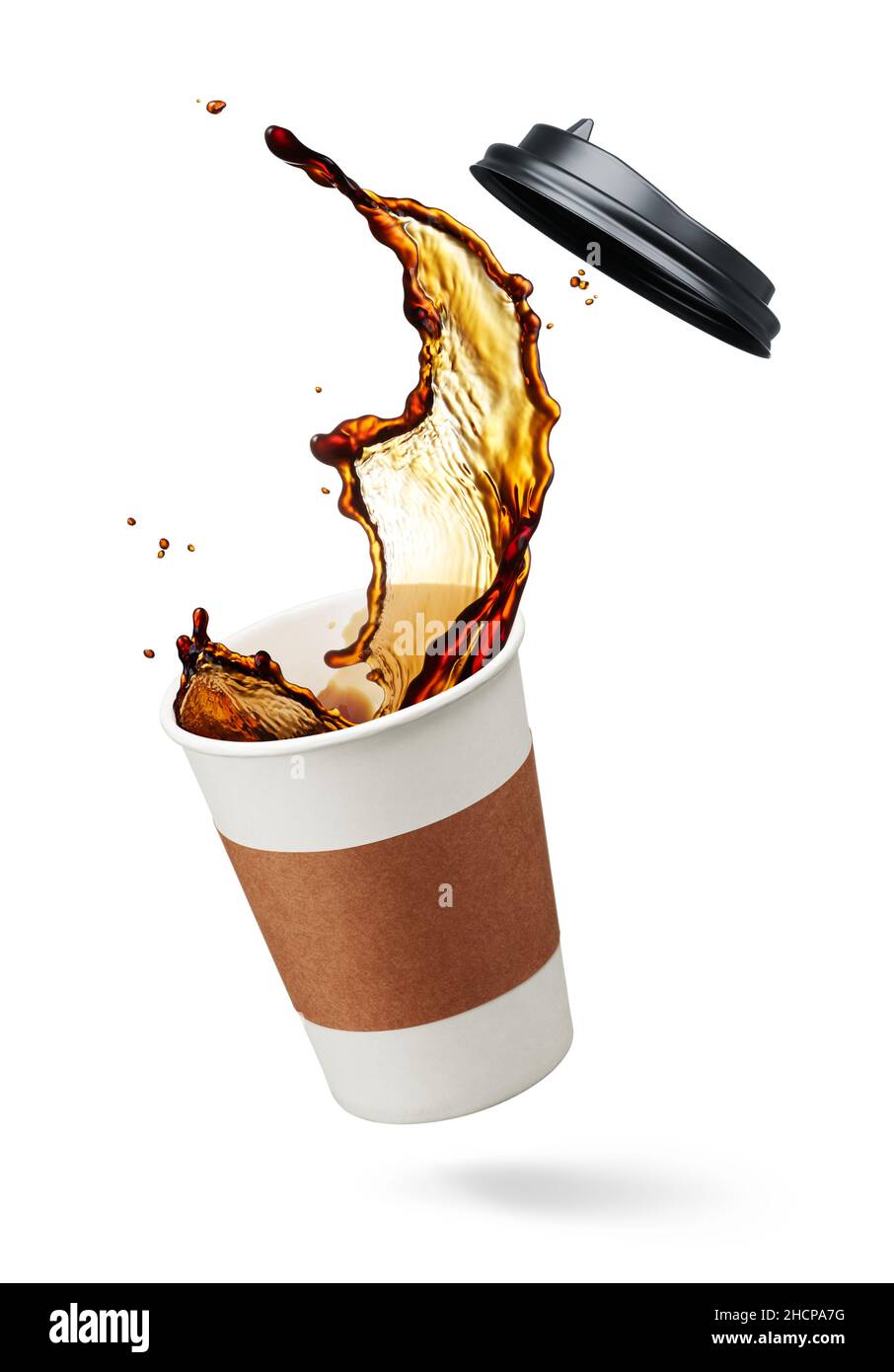 cup of coffee splashing or spilling Stock Photo