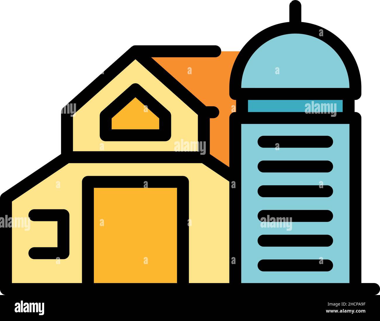 Farm building icon. Outline farm building vector icon color flat ...
