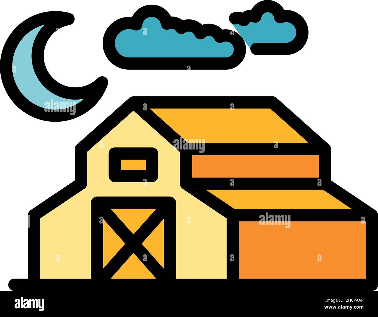 Farm barn icon. Outline farm barn vector icon color flat isolated Stock ...