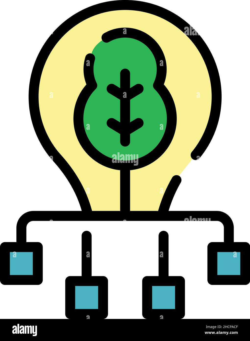 Bulb innovation icon. Outline bulb innovation vector icon color flat ...