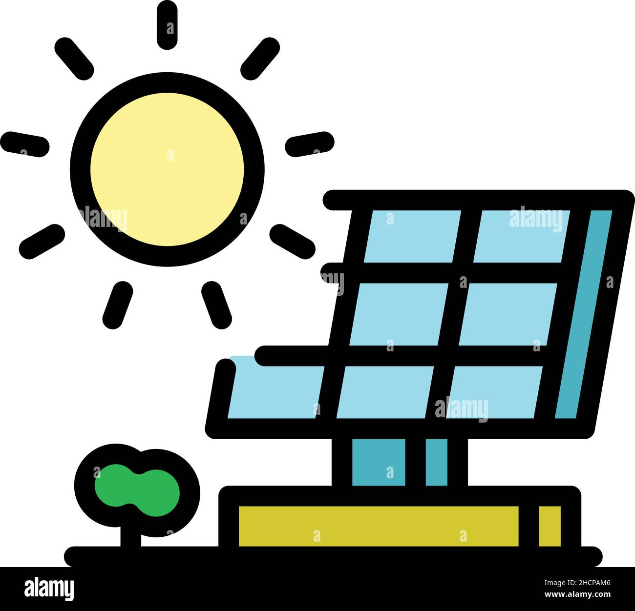 Solar panel energy icon. Outline solar panel energy vector icon color ...