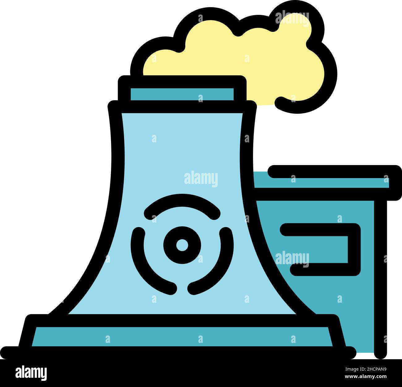 Eco factory icon. Outline eco factory vector icon color flat isolated ...