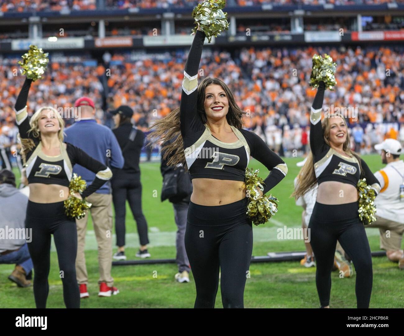 Nashville, TN, USA. 30th Dec, 2021. The Purdue Dance Team performs on the sidelines during the TransPerfect Music City Bowl football game between the Purdue Boilermakers and the Tennessee Volunteeers at Nissan Stadium in Nashville, TN. Kyle Okita/CSM/Alamy Live News Stock Photo