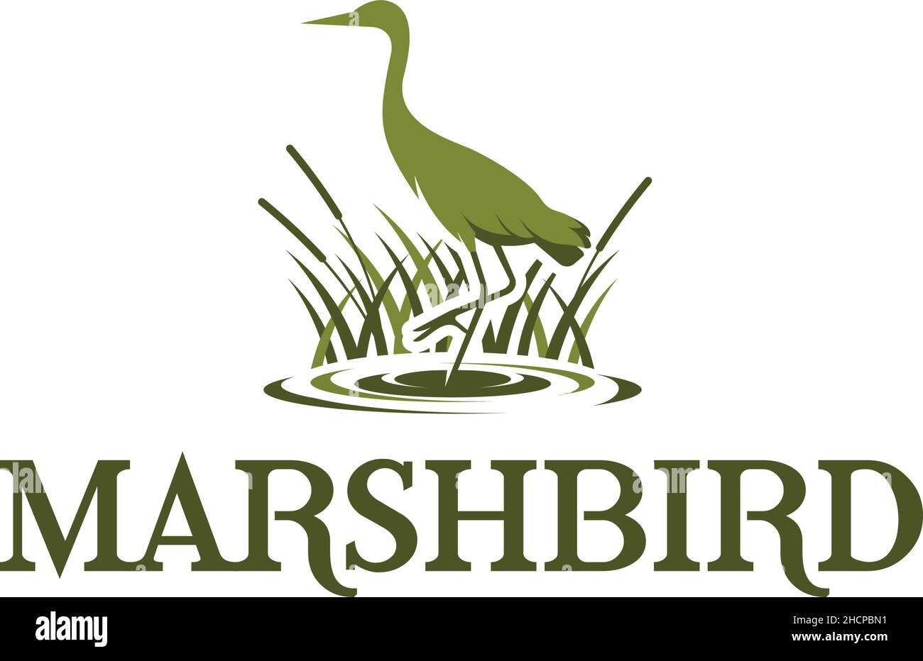 Modern design MARSHBIRD grass water logo design Stock Vector
