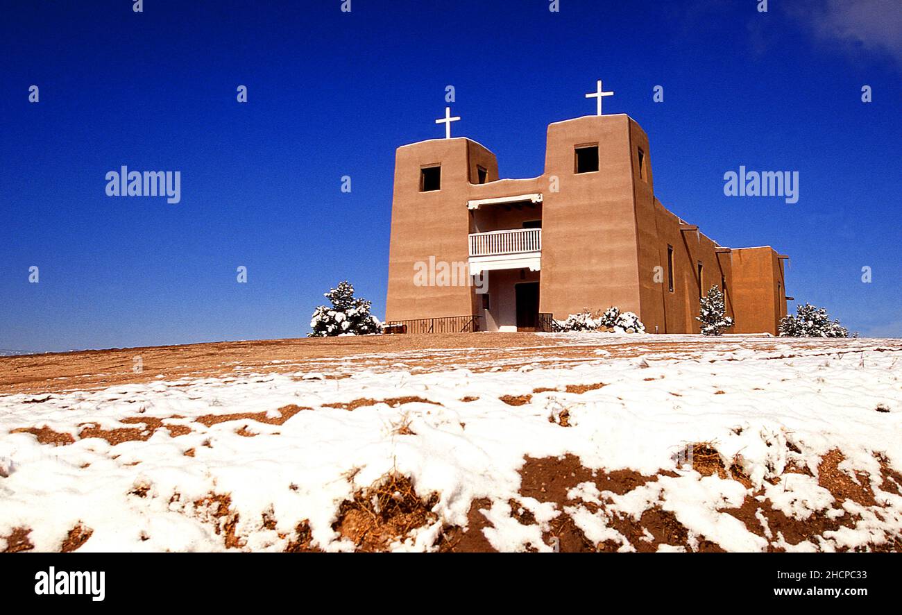 El Sagrado Corazon ( Sacred Heart) Church Nambe New Mexico USA Stock Photo