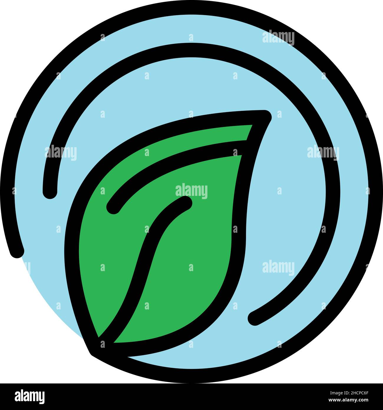Leaf circle icon. Outline leaf circle vector icon color flat isolated ...
