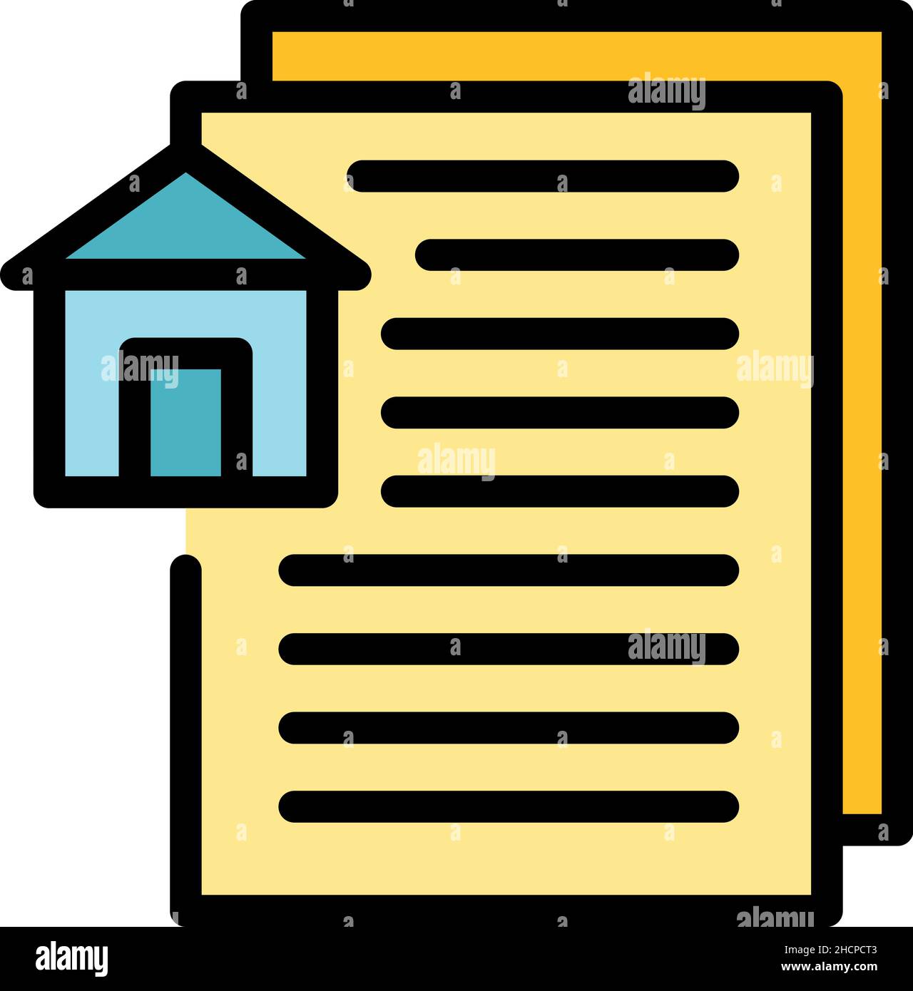House documents icon. Outline house documents vector icon color flat ...