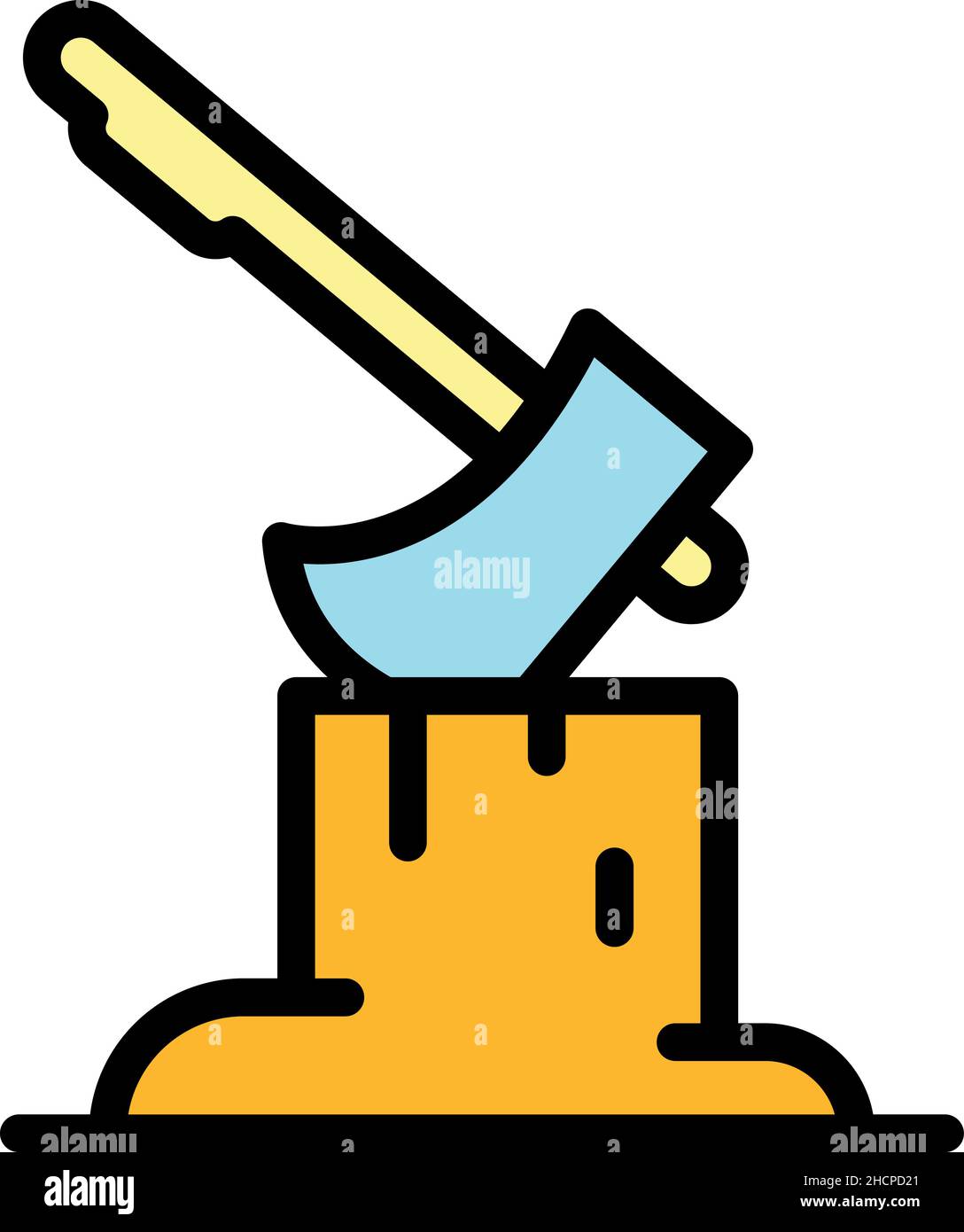Axe wood icon. Outline axe wood vector icon color flat isolated Stock