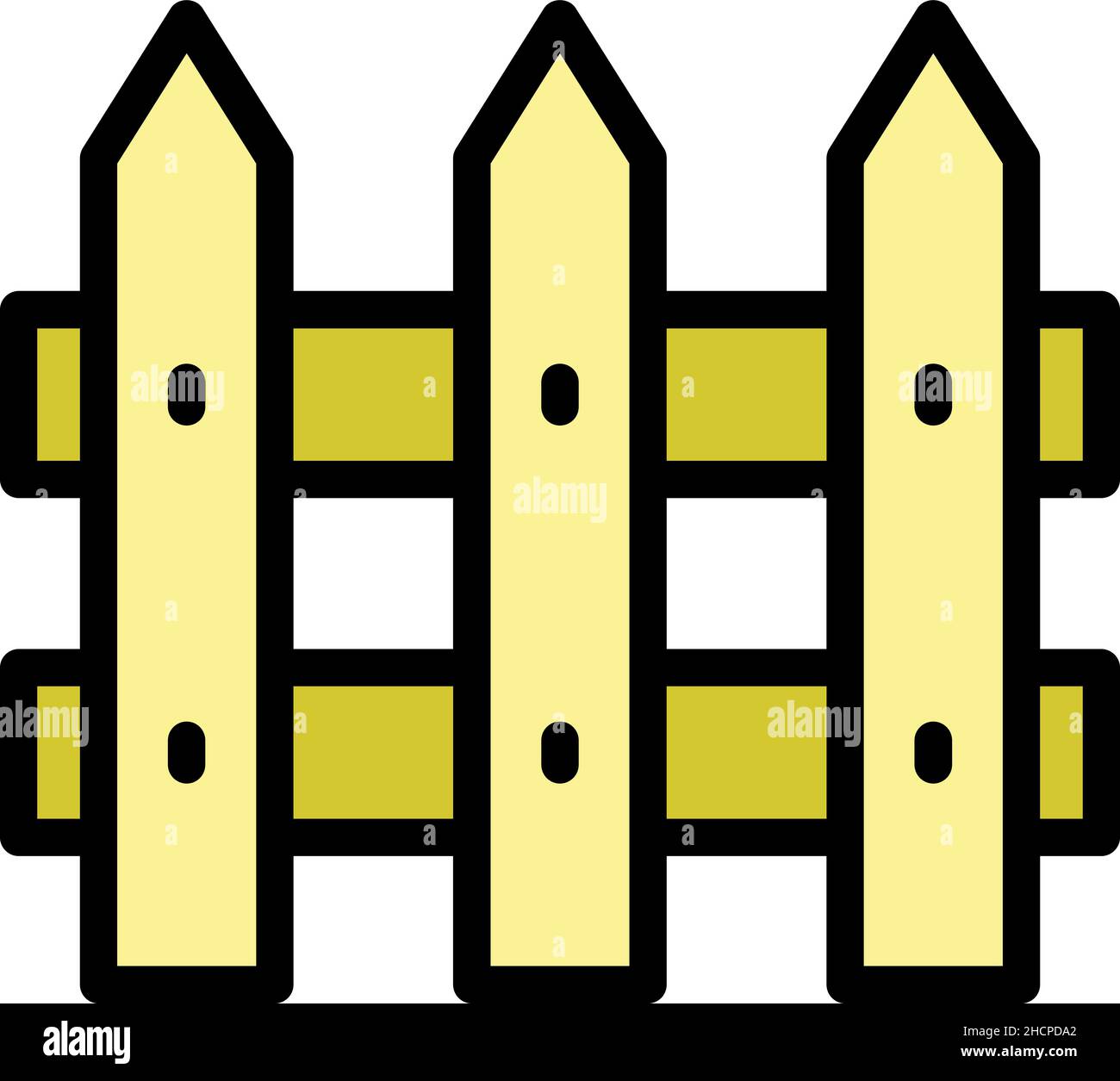 Fence wooden icon. Outline fence wooden vector icon color flat isolated Stock Vector