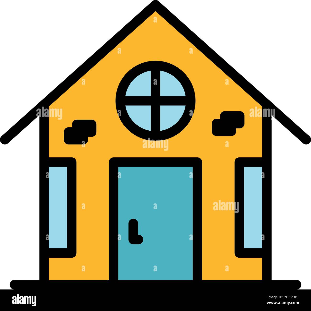 Village home icon. Outline village home vector icon color flat isolated Stock Vector