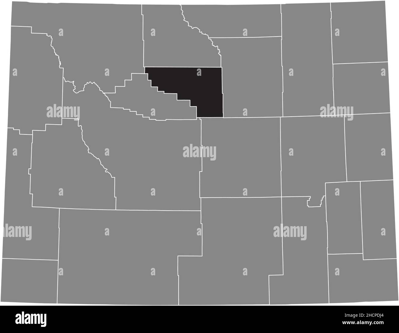 Black highlighted location map of the Washakie County inside gray
