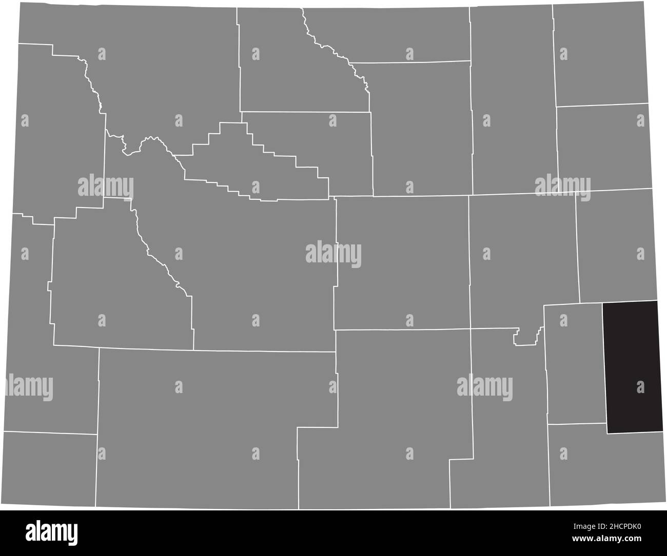 Black highlighted location map of the Goshen County inside gray
