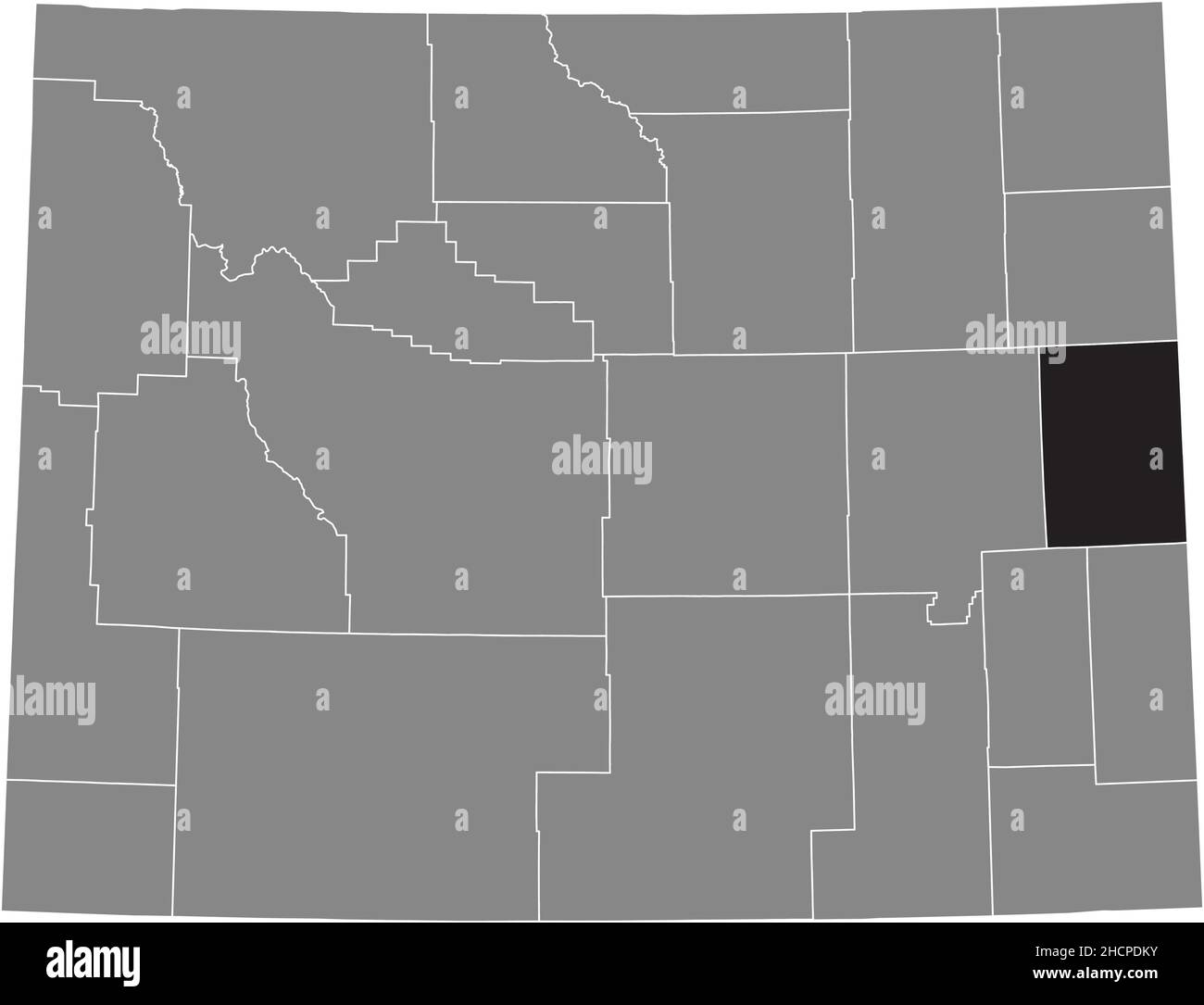 Black highlighted location map of the Niobrara County inside gray
