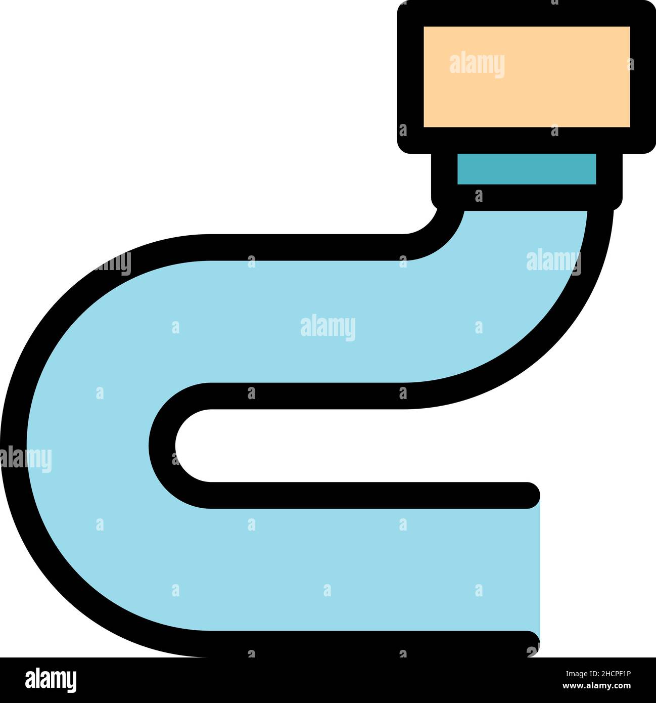 Plastic pipe icon. Outline plastic pipe vector icon color flat isolated ...