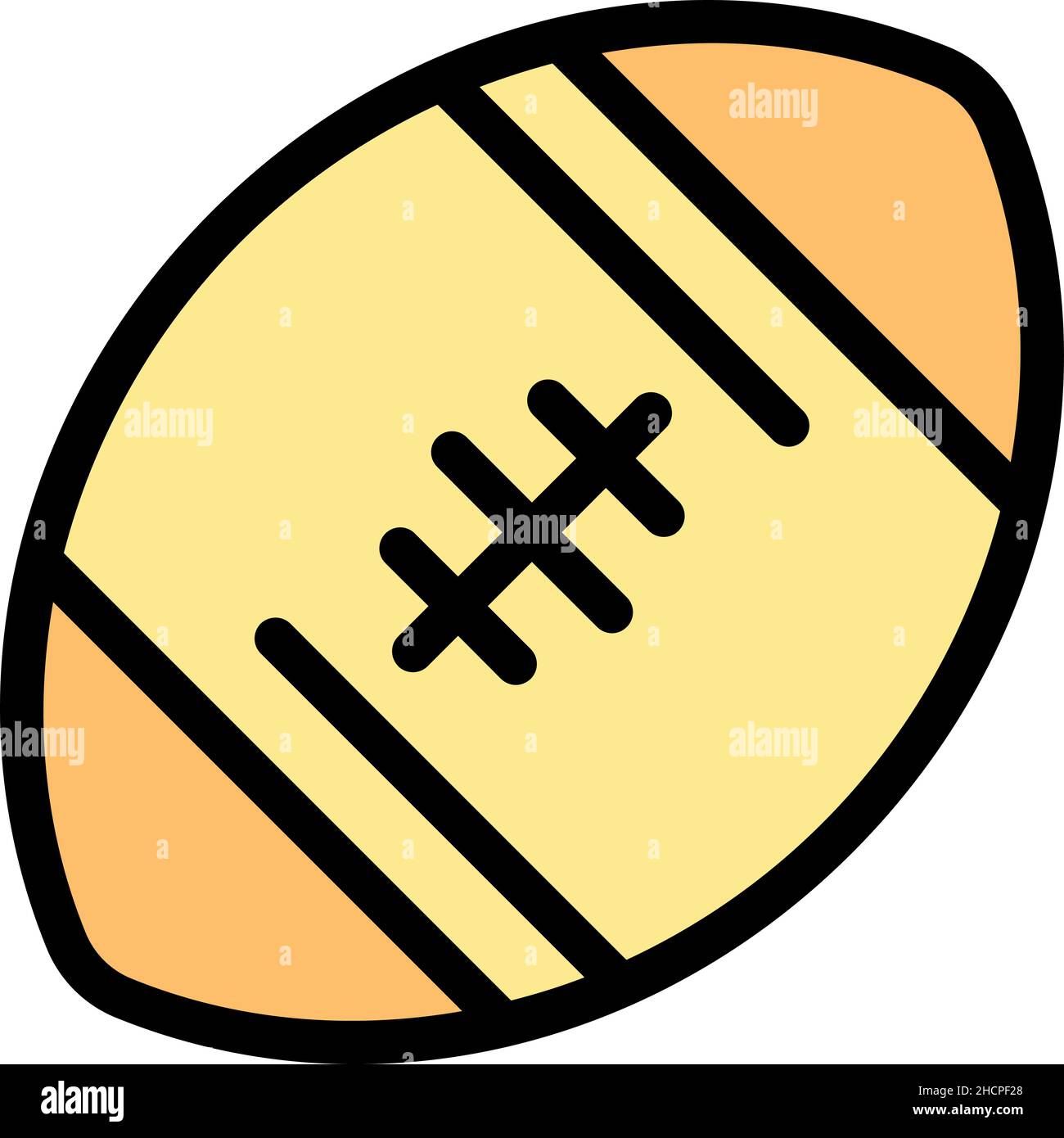 Rugby ball icon. Outline rugby ball vector icon color flat isolated