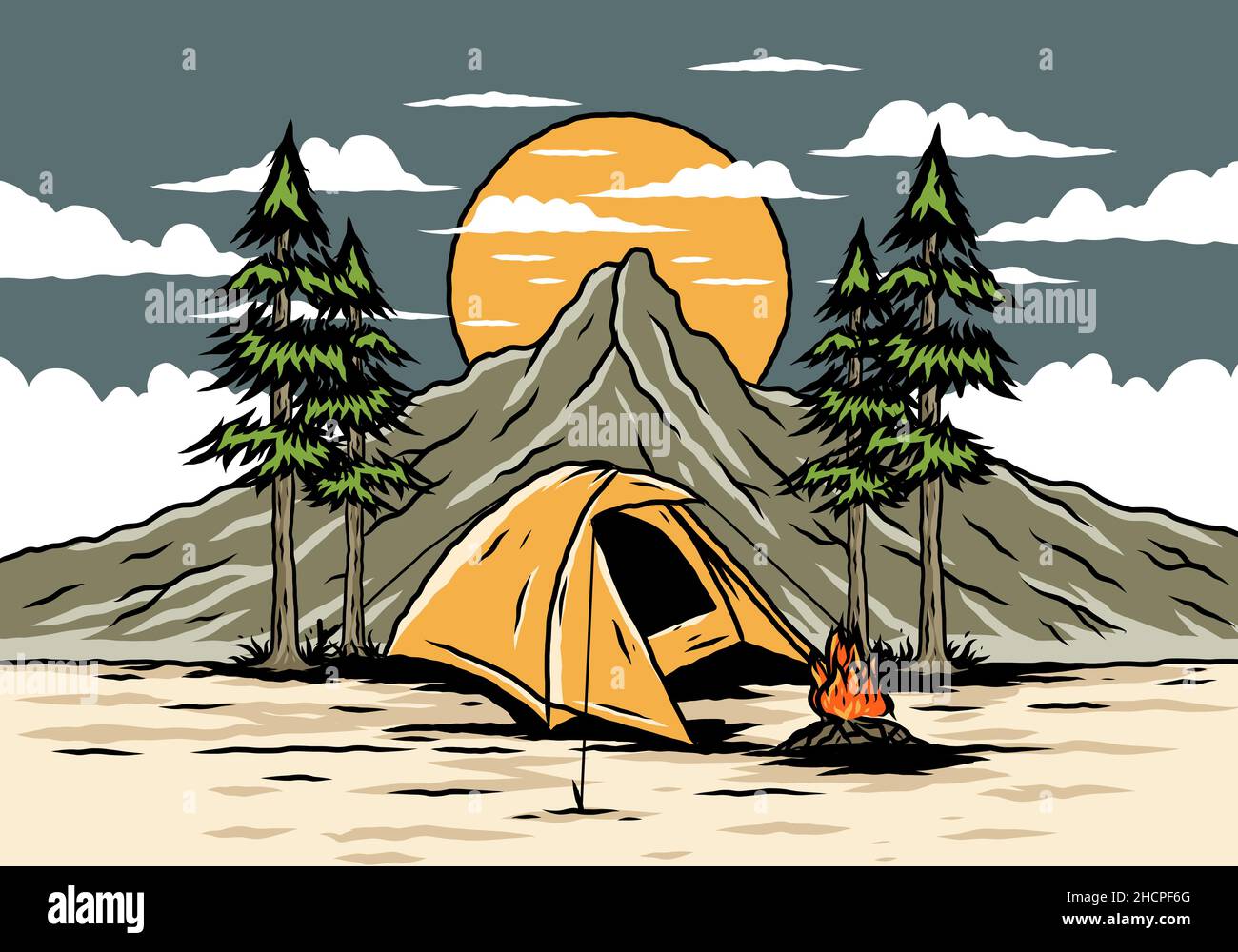 Mountain camping using dome tents design Stock Vector Image & Art - Alamy