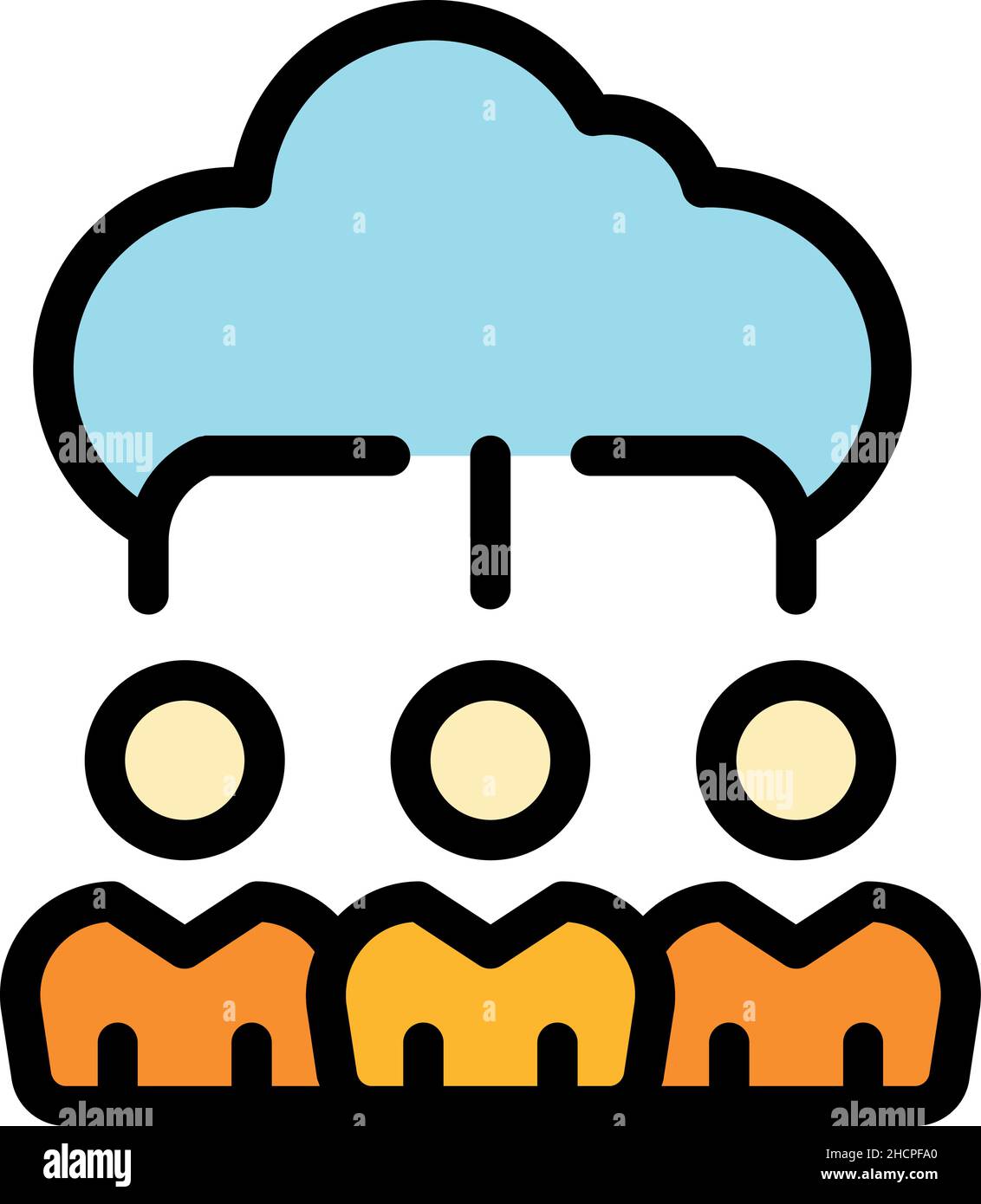 Cloud customer database icon. Outline cloud customer database vector icon color flat isolated Stock Vector