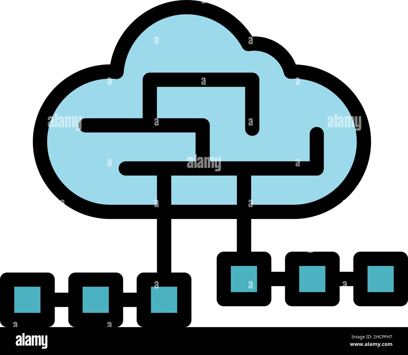 Customer cloud data icon. Outline customer cloud data vector icon color flat isolated Stock Vector