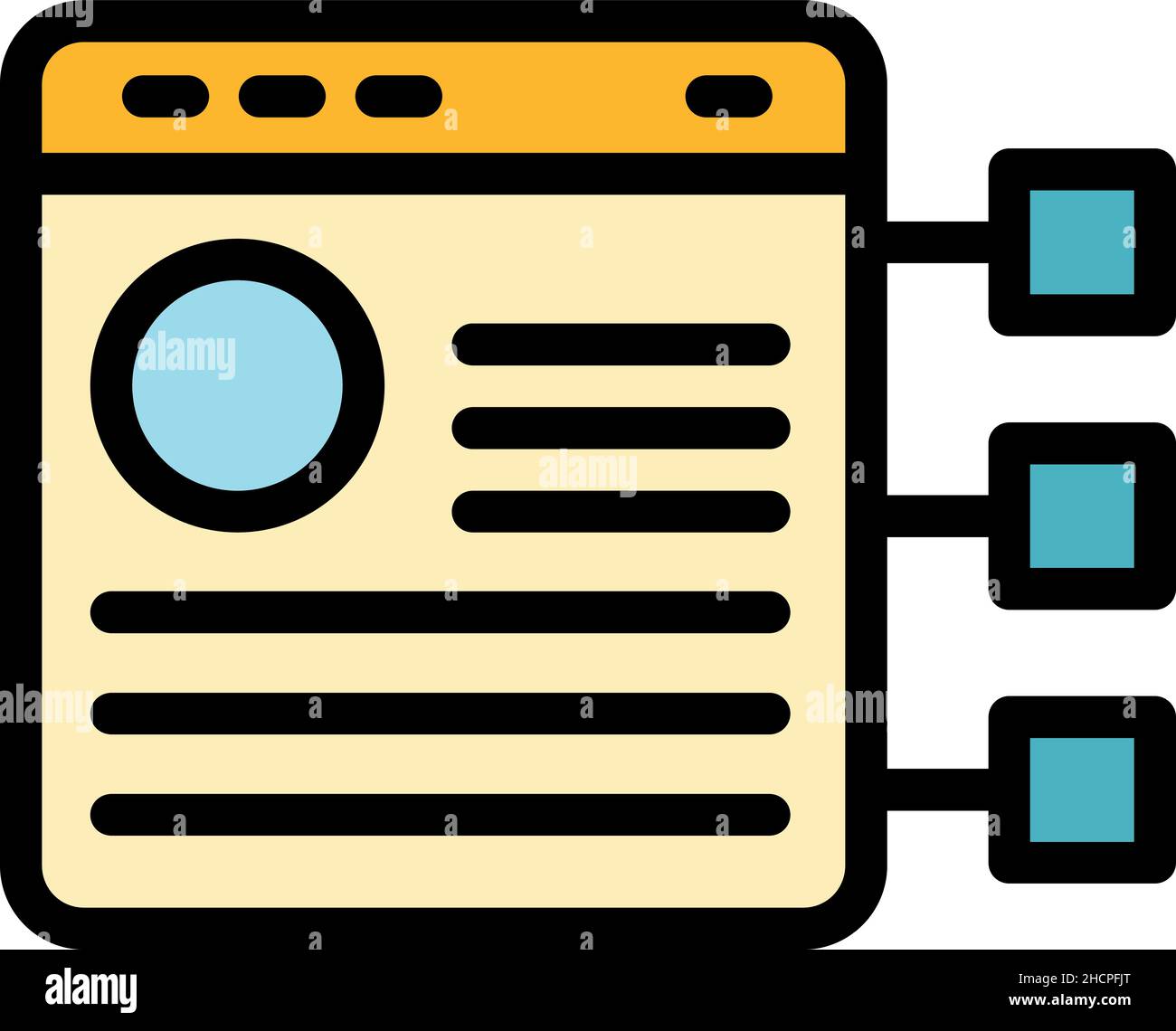 Customer data web page icon. Outline customer data web page vector icon color flat isolated Stock Vector