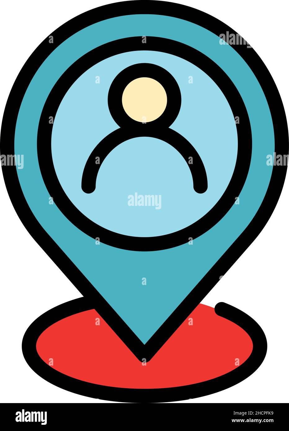 Customer pin map icon. Outline customer pin map vector icon color flat ...