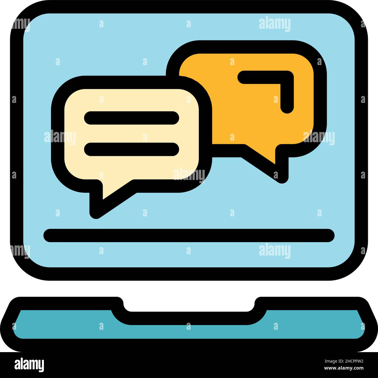 Online chat icon. Outline online chat vector icon color flat isolated ...