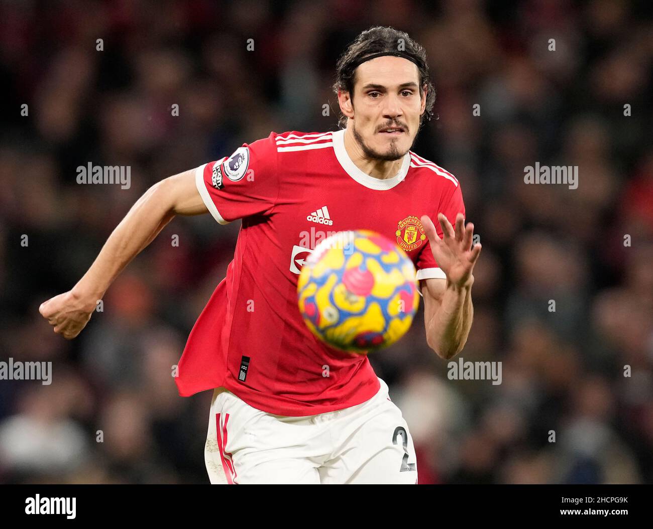 Manchester, England, 29th December 2021. Edinson Cavani of Manchester United during the Premier League match at Old Trafford, Manchester. Picture credit should read: Andrew Yates / Sportimage Stock Photo