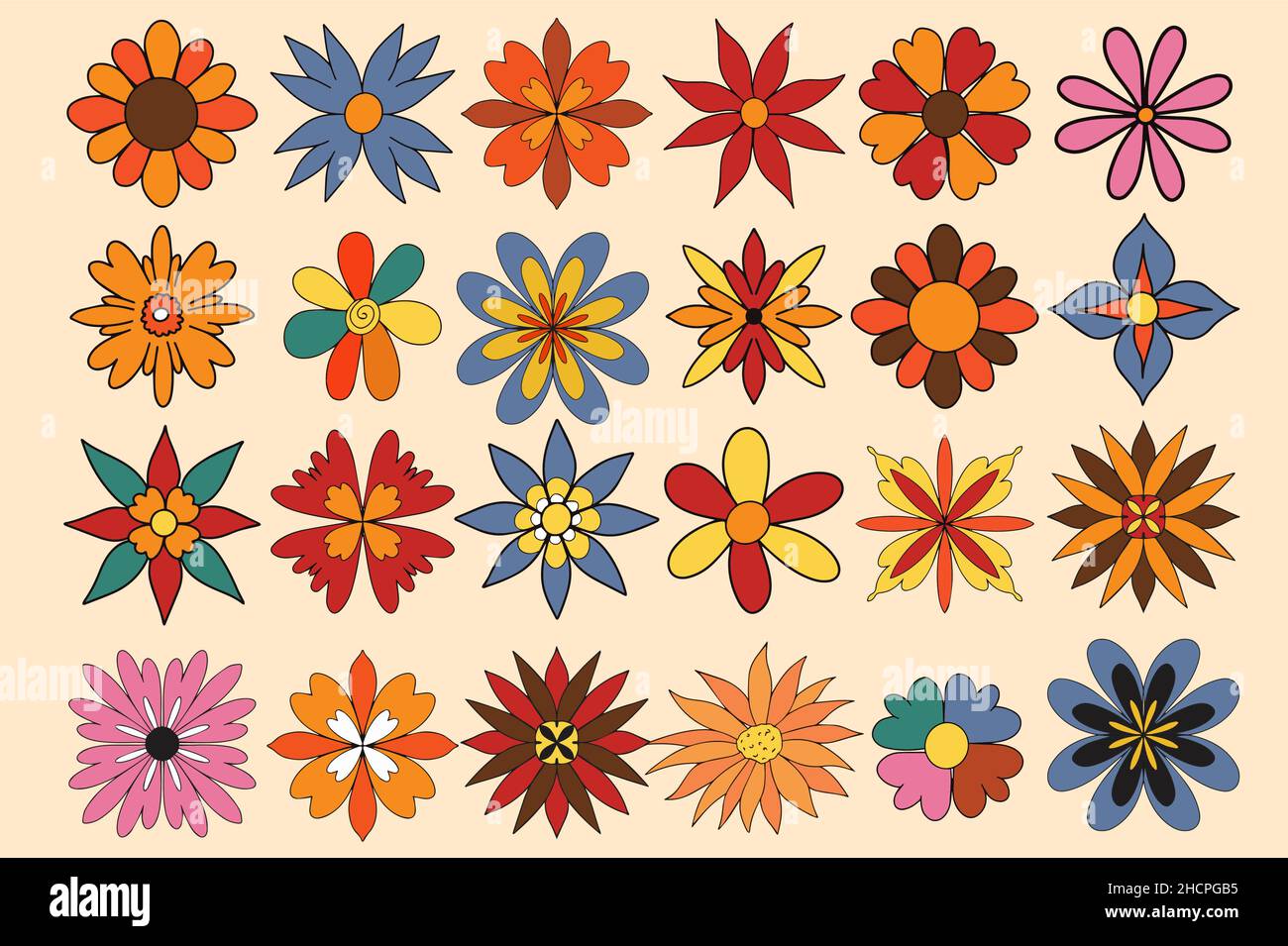 Vintage Flowers 60s/70s Stock Vector Image & Art - Alamy