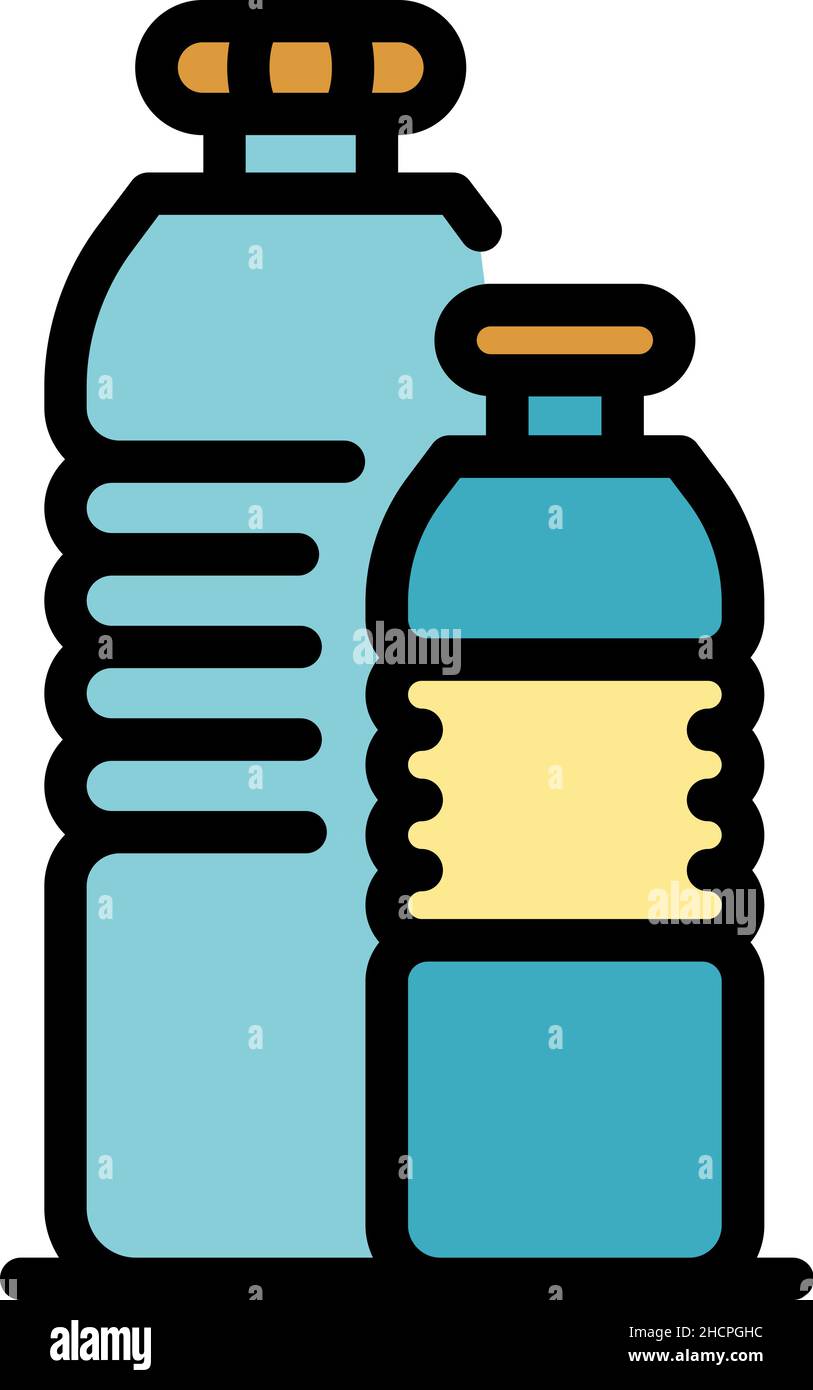 Garbage bottles icon. Outline garbage bottles vector icon color flat isolated Stock Vector