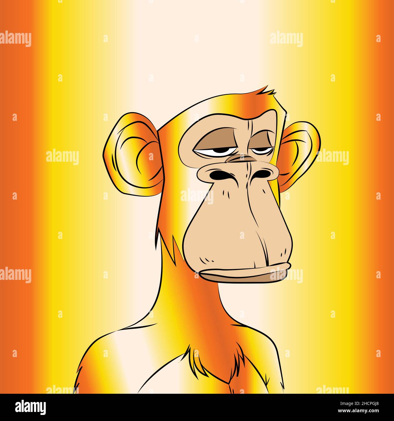 Golden bored ape limited edition NFT illustration Stock Vector