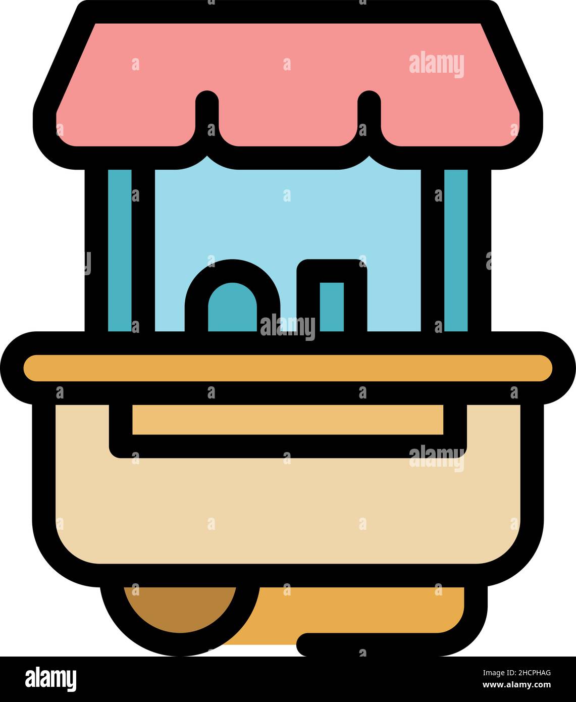 Hot Dog Cart Seller Icon Outline Hot Dog Cart Seller Vector Icon Color