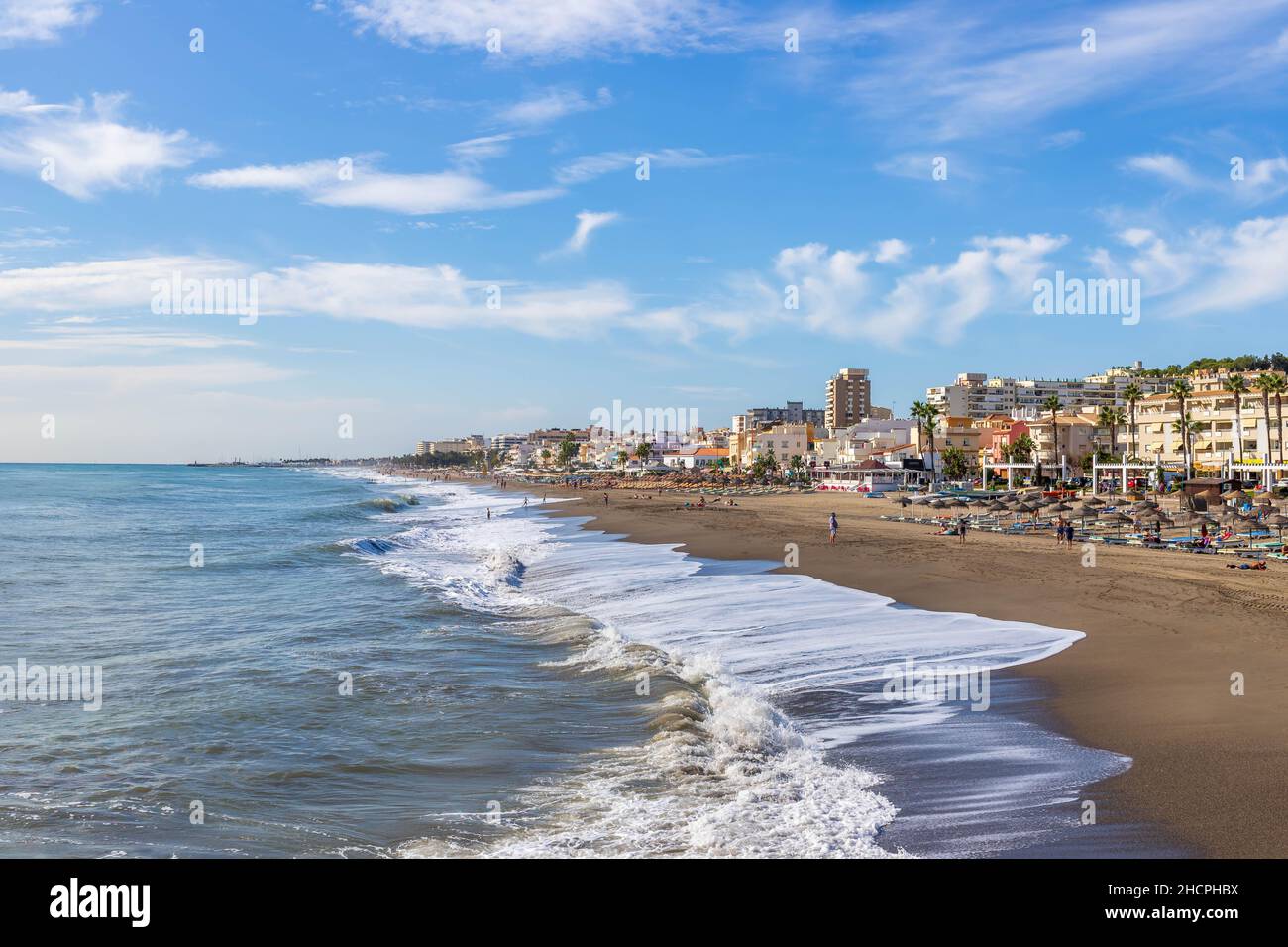 View at Carihuela beach, Torremolinos, Costa del Sol, Spain Stock Photo