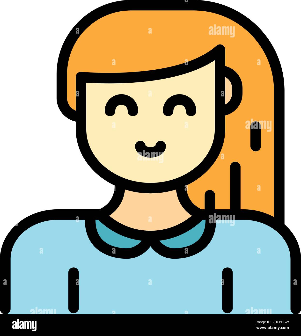 Family daughter icon. Outline family daughter vector icon color flat ...