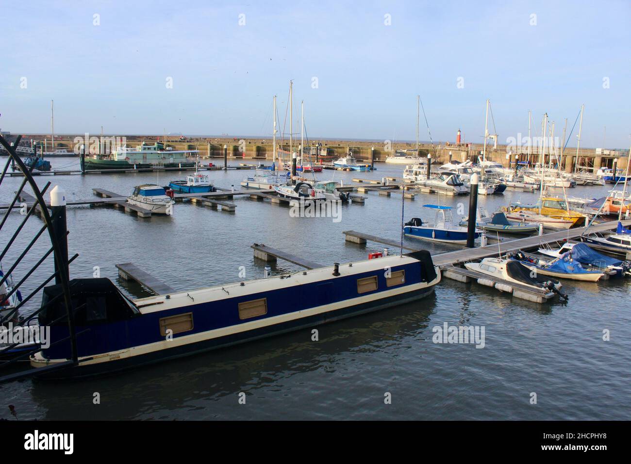 the modern design of watchet marina east quay somerset seaside town england uk Stock Photo