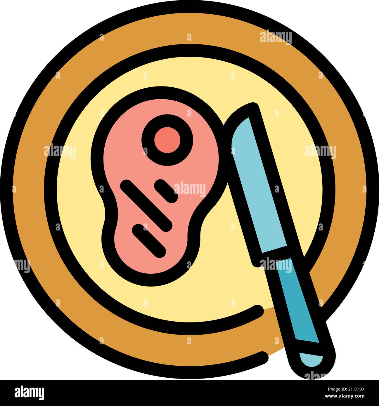 Flight breakfast icon. Outline flight breakfast vector icon color flat isolated Stock Vector