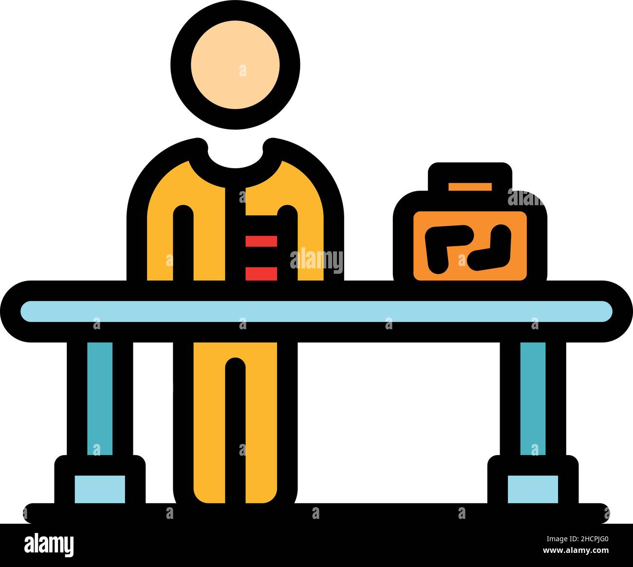 Airport worker icon. Outline airport worker vector icon color flat isolated Stock Vector