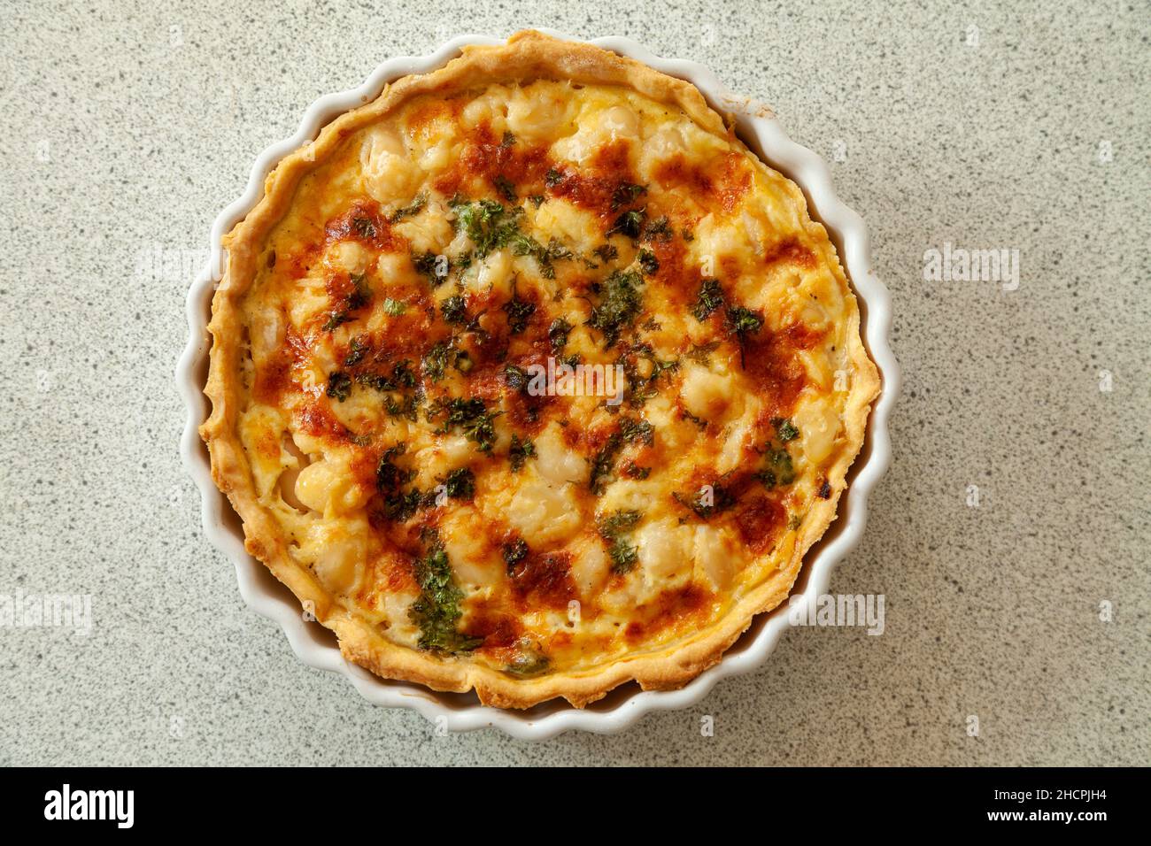 A home made vegetarian butterbean quiche Stock Photo Alamy