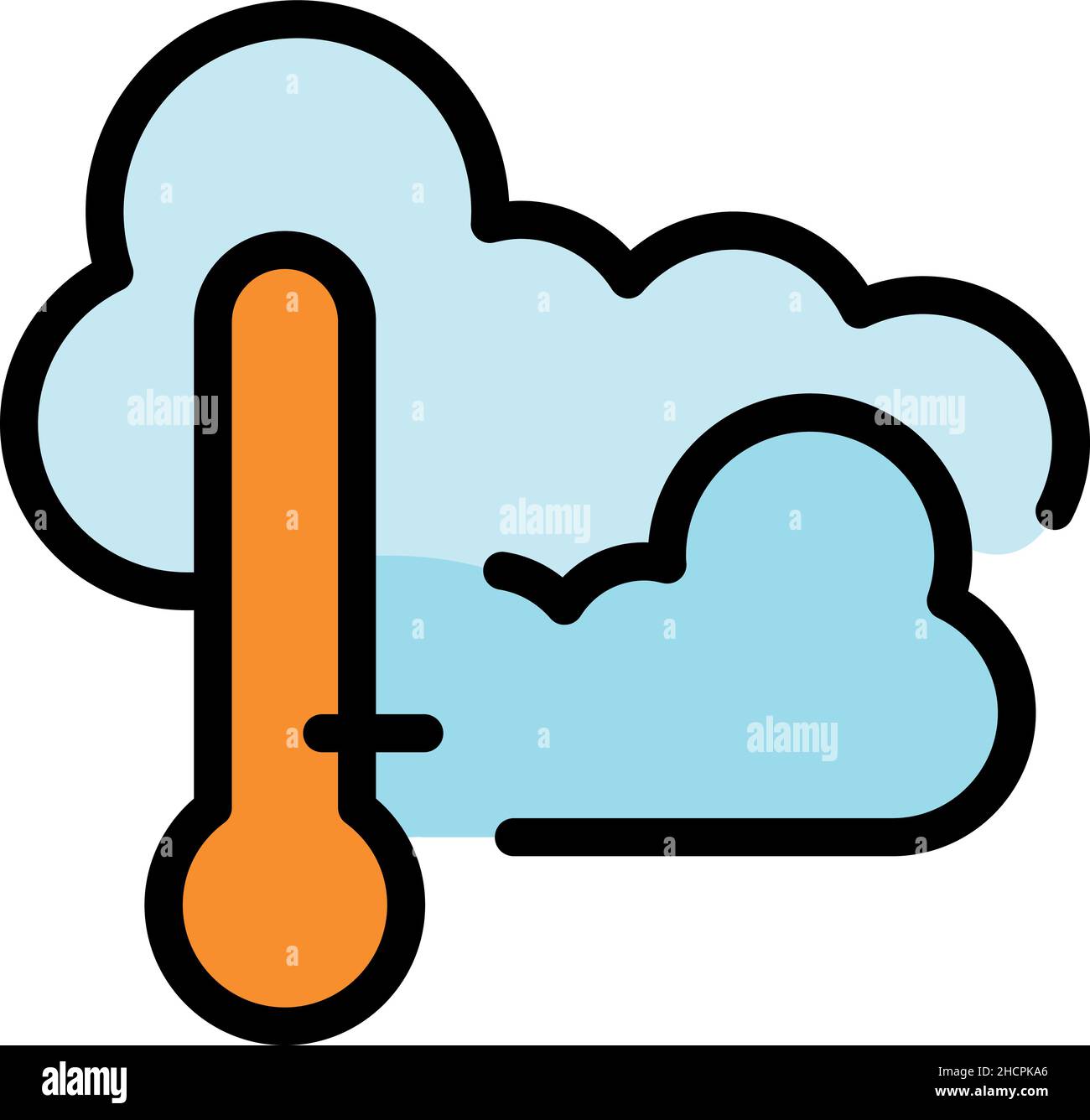 Cloudy weather icon. Outline cloudy weather vector icon color flat ...