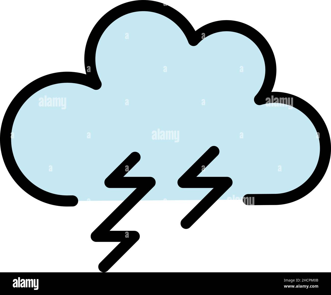 Thundercloud icon. Outline thundercloud vector icon color flat isolated Stock Vector