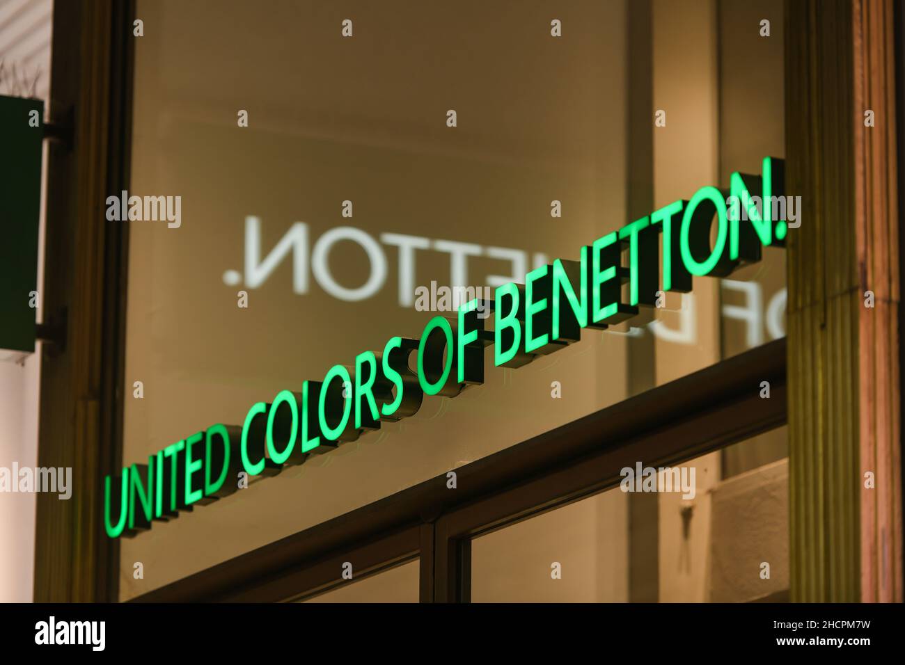 Milan, Italy - September 24, 2021: United Colors of Benetton logo displayed  on a facade of a store in Milan Stock Photo - Alamy