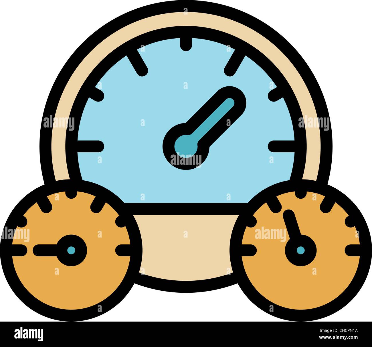 Electric car dashboard icon. Outline electric car dashboard vector icon color flat isolated Stock Vector