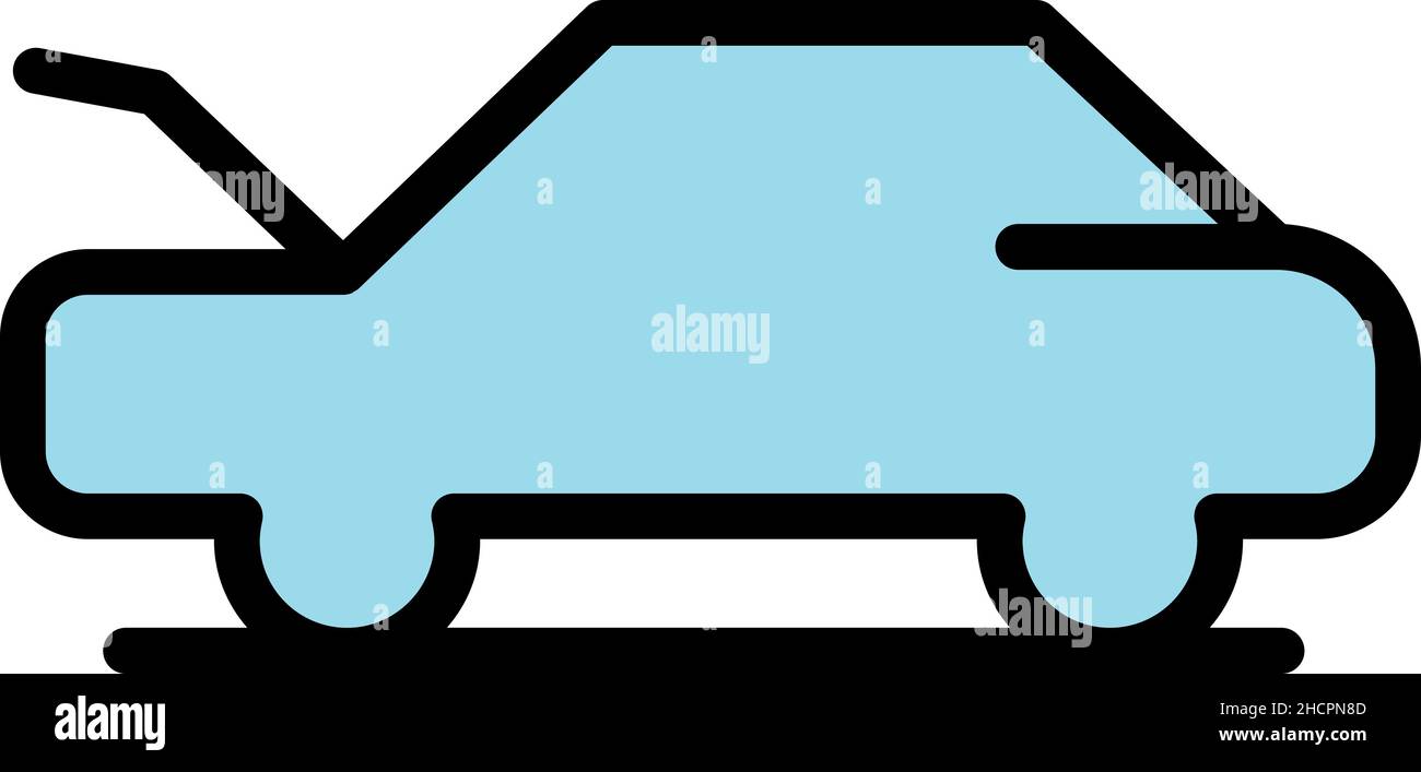 Open front dashboard icon. Outline open front dashboard vector icon color flat isolated Stock Vector