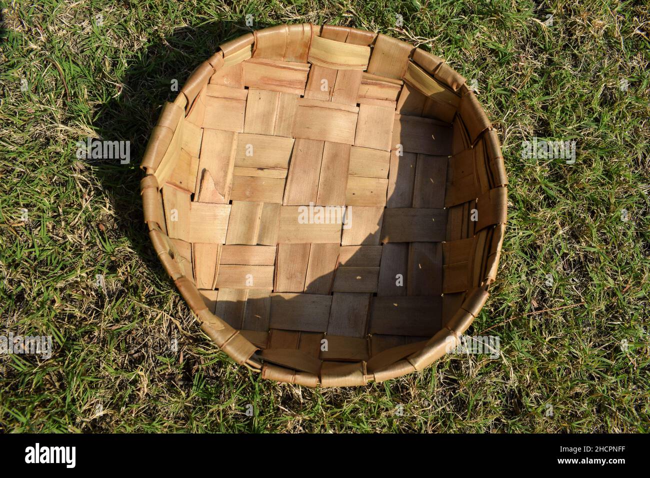 Top view of Wicker basket or bamboo basket hand woven and handcrafted weaving from India