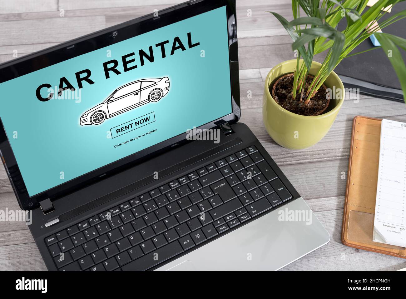 Laptop screen with car rental concept Stock Photo Alamy