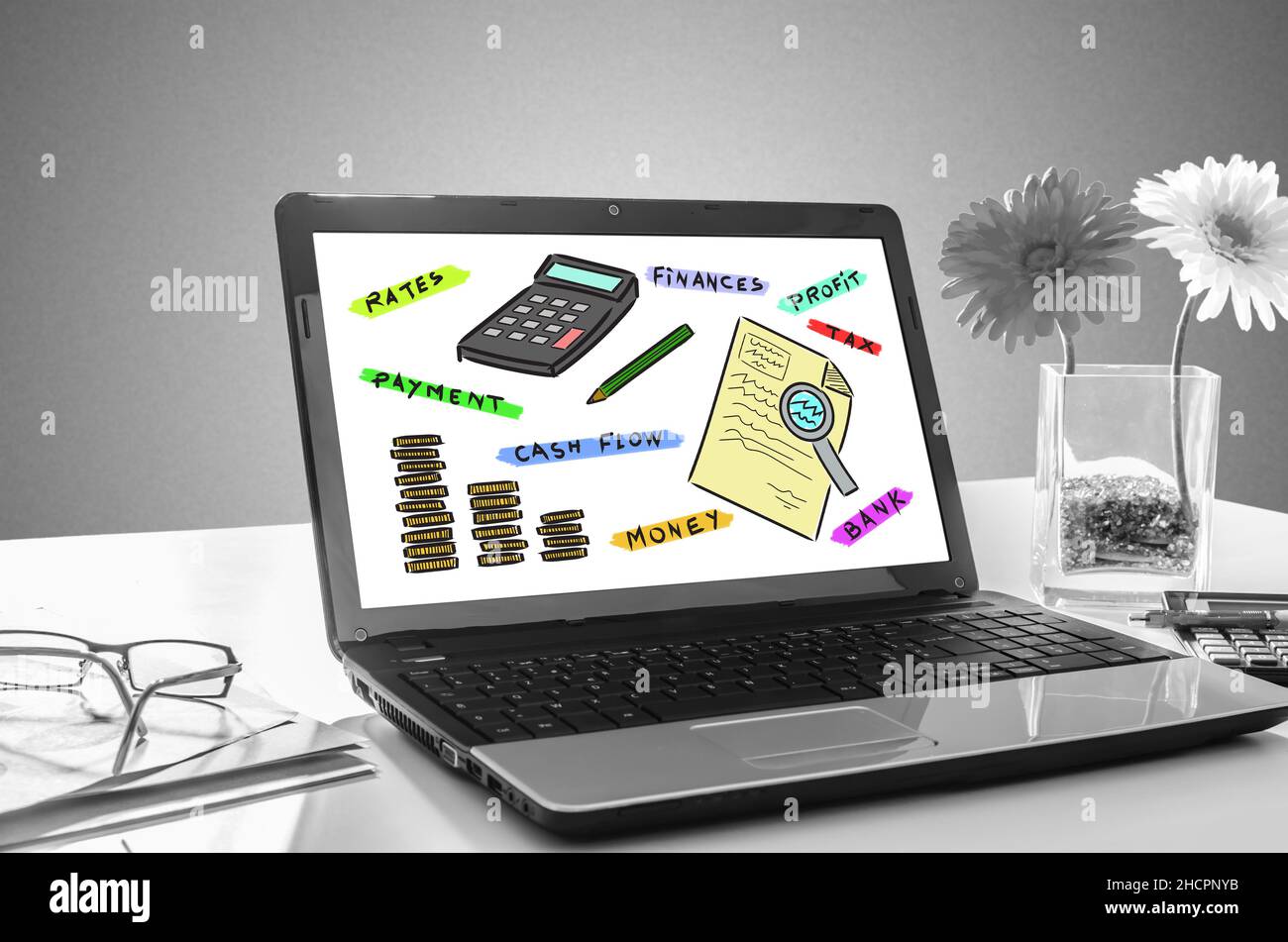 Laptop screen showing accounting concept Stock Photo - Alamy