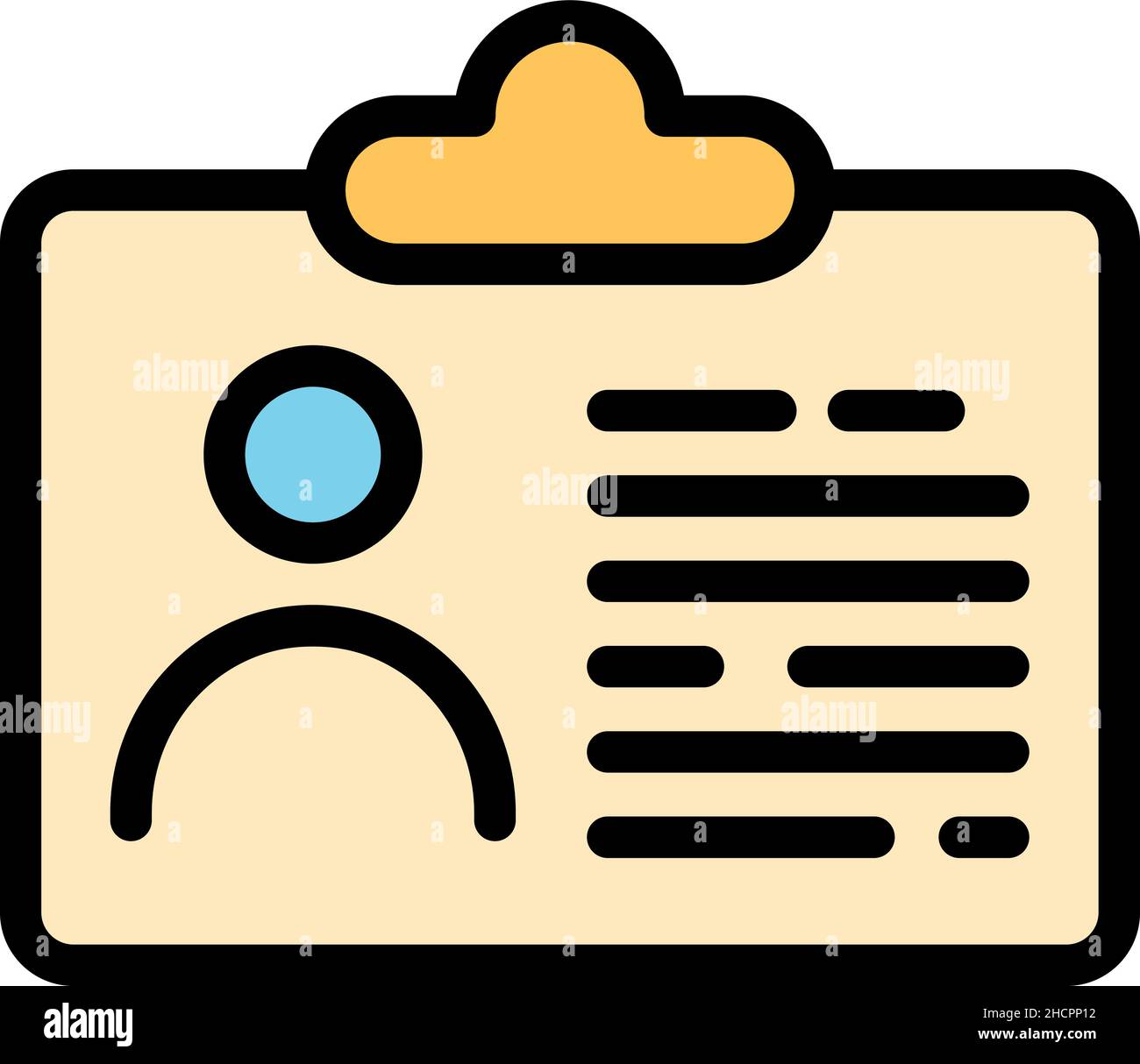 Information id card icon. Outline information id card vector icon thin