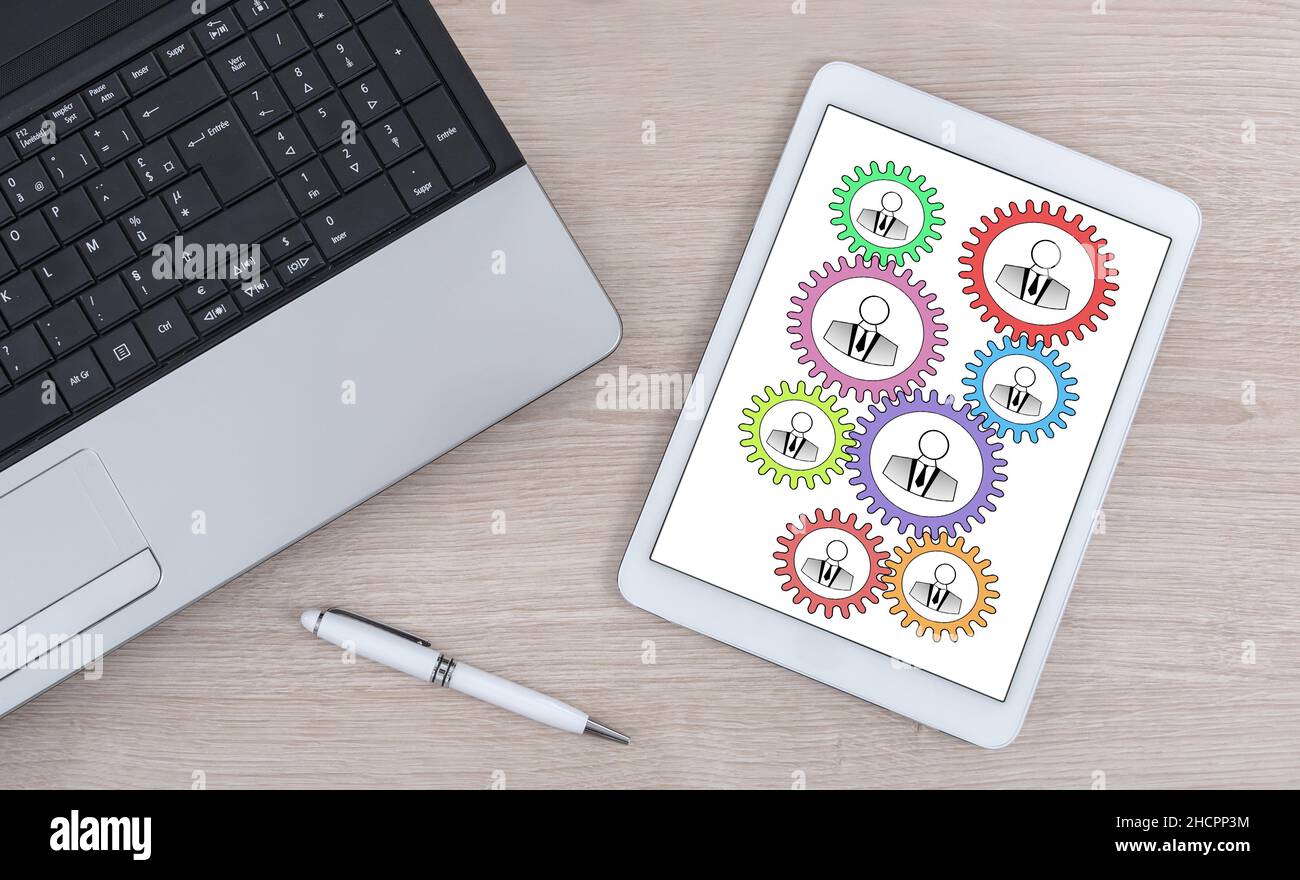 Teamwork concept shown on a digital tablet Stock Photo