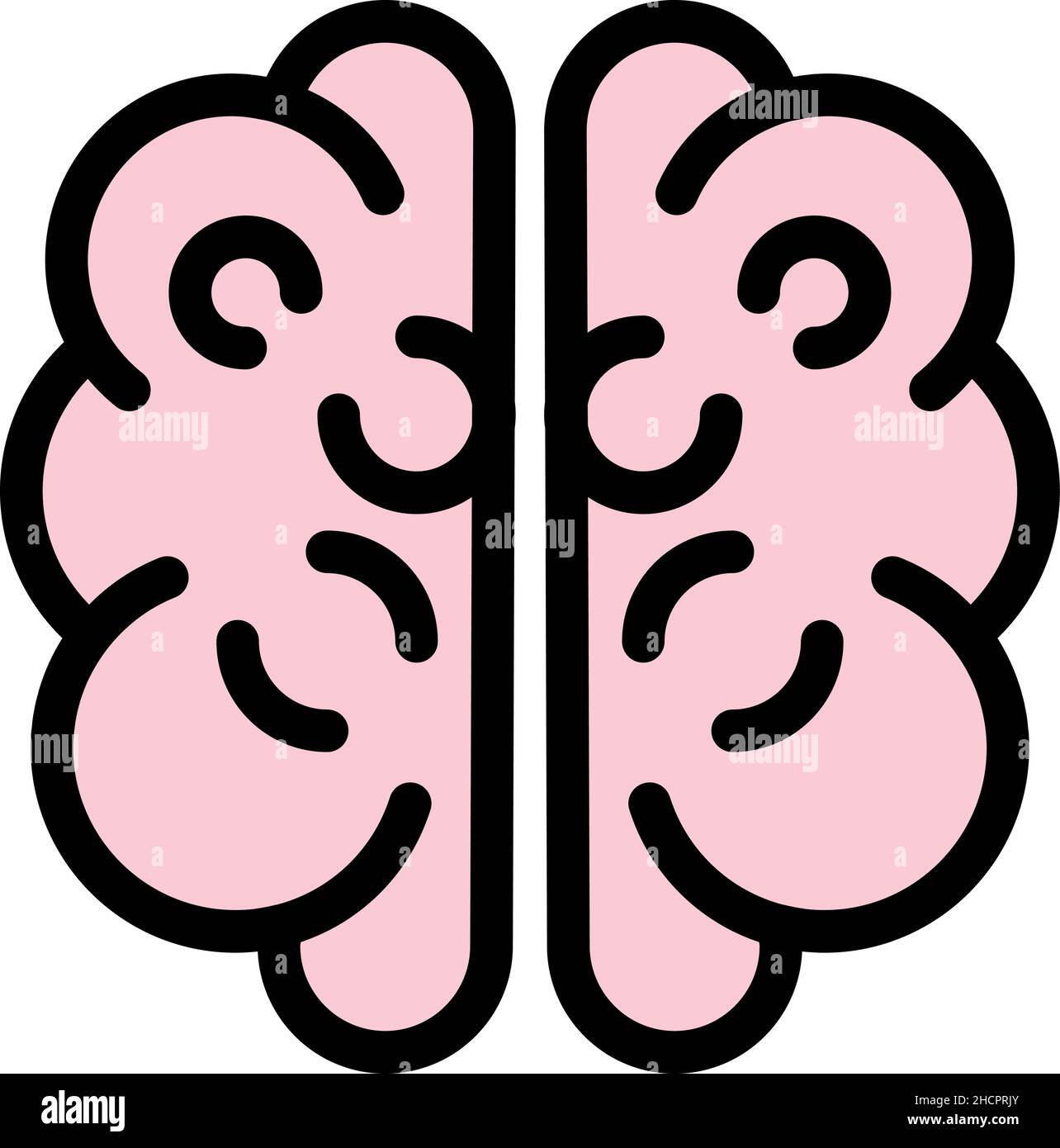 Human head brain icon. Outline human head brain vector icon color flat ...
