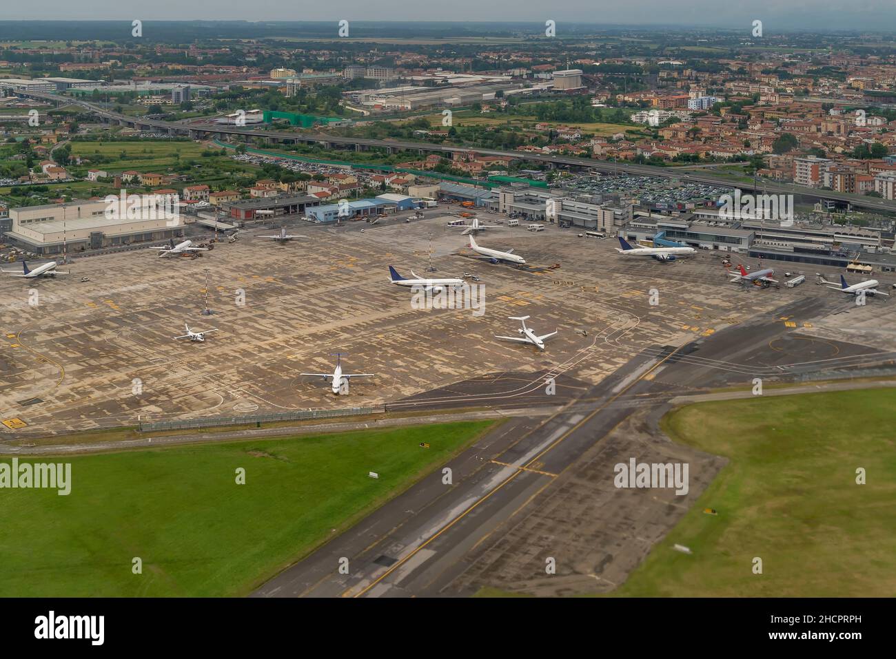 Aerial view of Pisa airport, Tuscany, Italy Stock Photo Alamy